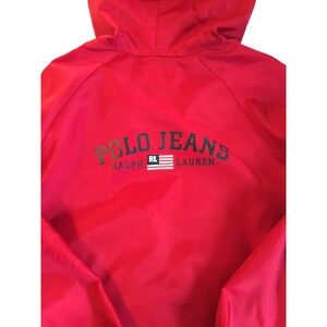 Vtg Red Ralph Lauren Polo Jeans Windbreaker S Hood Full Zip Hong Kong Old Money